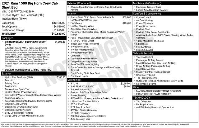 2021 RAM 1500 Big Horn/Lone Star