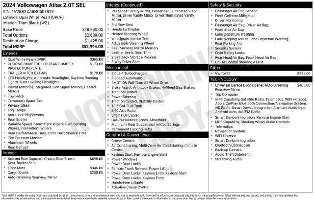 2024 Volkswagen Atlas 2.0T SEL