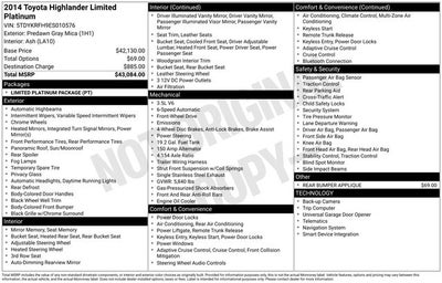 2014 Toyota Highlander Limited Platinum V6