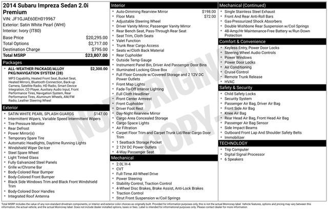 2014 Subaru Impreza 2.0i Premium