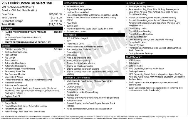 2021 Buick Encore GX Select